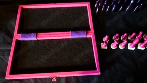 Pink Lady Schachspiel Einmalig Schachfiguren Reiseschachbrett Schachbrett Holz Chess  Bild 7