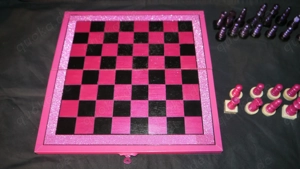 Pink Lady Schachspiel Einmalig Schachfiguren Reiseschachbrett Schachbrett Holz Chess  Bild 6