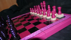 Pink Lady Schachspiel Einmalig Schachfiguren Reiseschachbrett Schachbrett Holz Chess  Bild 4