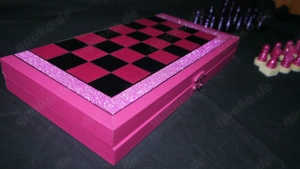Pink Lady Schachspiel Einmalig Schachfiguren Reiseschachbrett Schachbrett Holz Chess  Bild 10