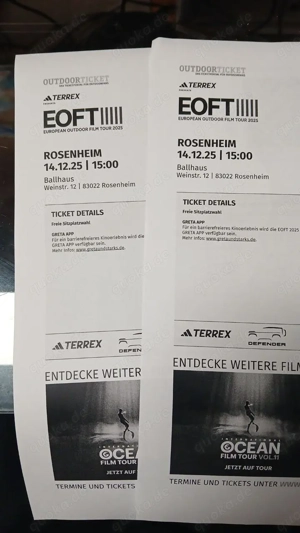 2 EOFT Tickets 14.12.205, 15 Uhr in Rosenheim