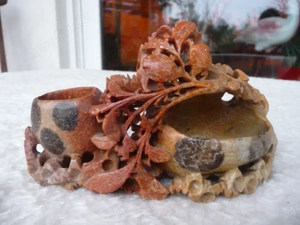 Exquisite Steinschnitzerei Pinselwascher Vase Speckstein China Handarbeit Floral