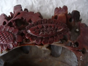 Exquisite Steinschnitzerei Pinselwascher Vase Speckstein China Handarbeit Floral