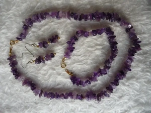 Schmuckset Amethyst Collier Armband Ohrhänger Schmuck poliert
