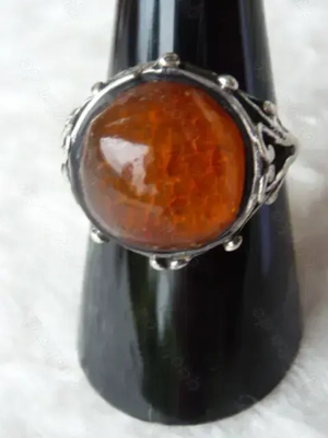 Echter Bernstein Ring 925 Silber Fingerring Schmuck  Designerstück