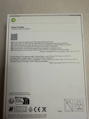 IPhone 17 Pro Max Silber 512 GB NEU