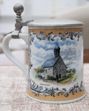 Bierkrug  Kaiser Porzellan mit Zinndeckel - Frankenkrug