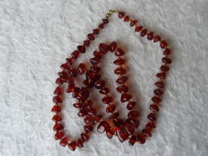 Bernsteinkette 76 cm echter Bernstein Schmuck intensiv honigfarben poliert