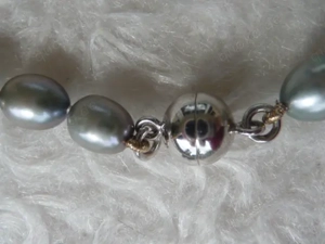 Echte silbergraue Perlenkette Perlencollier + Armband Perlen einzeln geknotet 925 Silber