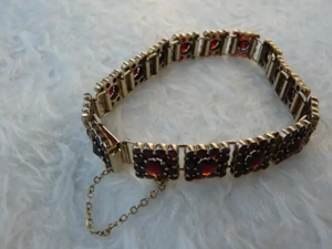 Antiker edler Granat Armreif Armschmuck Armkette 925 Silber vergoldet