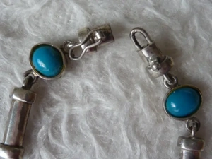 Massiver 925 Silber Türkis Navajo Indianer Schmuck Kette + Armkette