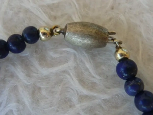 Echte Lapislazuli Perlen Kette 835 Silber Verschluss vergoldet 44 cm