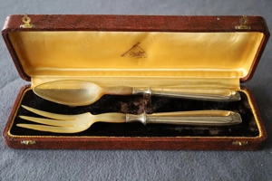 Antikes Salatbesteck Salat Besteck in Box versilbert Bild 1