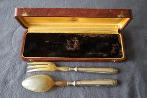 Antikes Salatbesteck Salat Besteck in Box versilbert Bild 5