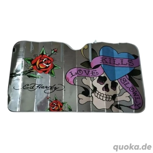 Ed Hardy Alu-Sonnenblende   "Love Kills Slowly" Design | 130 x 70 cm