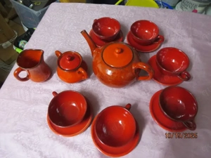 Tee-Service von - VIETRI - rot, Keramik