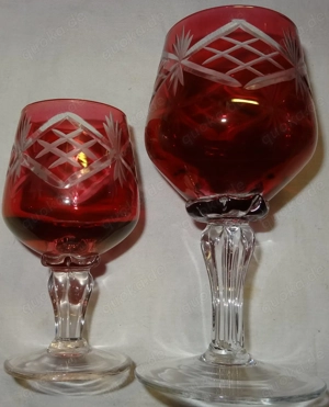 HP Kristallgläser Alt Gläser Weinrömer 2x6S Überfangglas geschliffen Rubinrot vintage