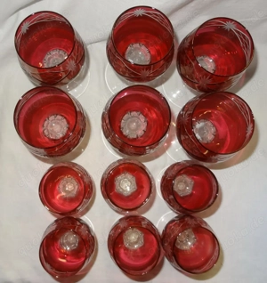 HP Kristallgläser Alt Gläser Weinrömer 2x6S Überfangglas geschliffen Rubinrot vintage