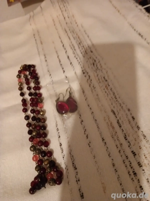 modeschmuck Set mit Kette und Ohrhänger rot 