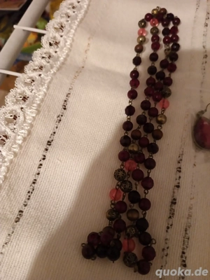 modeschmuck Set mit Kette und Ohrhänger rot  Bild 2