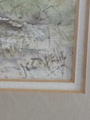Original Aquarell Segelboot Windmühle, signiert, handgemalt Segelschiff mit Rahmen TOP! Bild 4