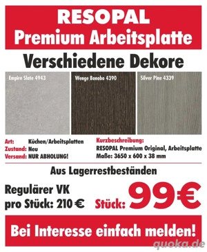 RESOPAL Premium NEU Arbeitsplatte versch. Dekore Küche Werkstatt