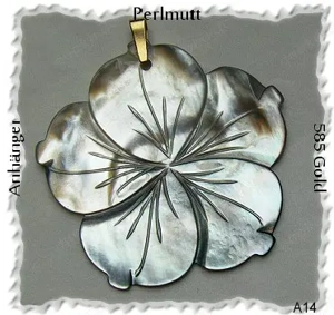 floraler Perlmuttanhänger, Anhängerschlaufe 585 Gold