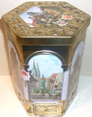 Alte Lebkuchen Blechdose 6eckig Schmidt Elisen Nürnberg Deko Vintage Sammler 