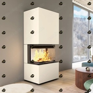 Kaminbausatz  BRILLIANT Ecru Smart 3XTh 7KW Panorama Ofen Keramik Kamin Neu Hajduk LDF-Kamine
