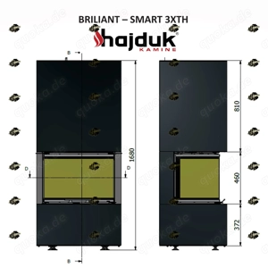 Kamin Bausatz BRILLIANT Anthrazit + Smart 3XTh 7KW Panorama U Kamin 3seitig Neu Hajduk LDF-Kamine Bild 7