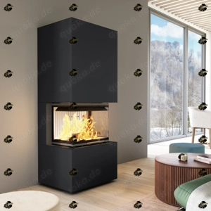 Kamin Bausatz BRILLIANT Anthrazit + Smart 3XTh 7KW Panorama U Kamin 3seitig Neu Hajduk LDF-Kamine