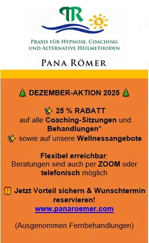 Dezember: 25 % Rabatt sichern.  Hypnose, Coaching und Alternative Heilmethoden