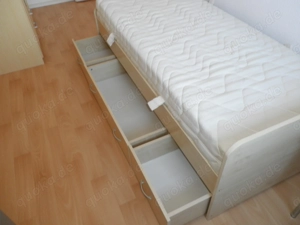 Einzelbett, Liegefl. 90 x 200 cm helles Holzdecor, 3 Schübe