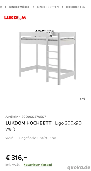 Hochbett für Kinder Jugendliche 90 x 200