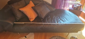 Vintage Voll Leder Couch - Recamiere in Aubergine mit filigranen Chromefüssen Bild 3