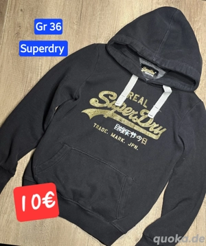 Hoodie pullover Superdry schwarz gold gr.36 warm Herbst Winter innen angerauht 