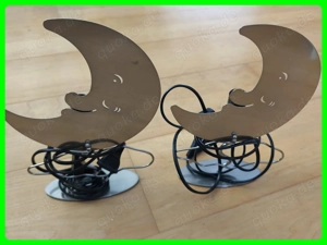 2x kleine Nachttischlampen Motiv lachender Mond in Metall