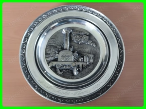 Echter Zinn Teller Adler Zug 95% und Weinbecher 92% Zinn