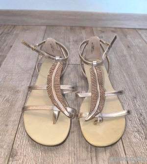 Bronzefarbene Glitzersandalen Gr. 39