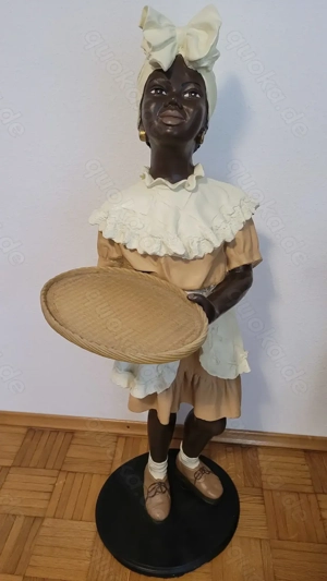 Dekofigur Mädchen Skulptur Deko groß 112 Figur Statue Frau Tablett Kellnerin