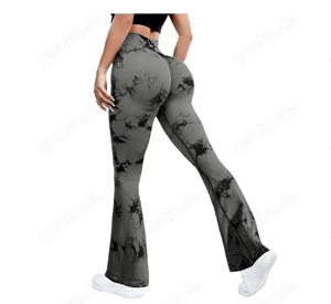 Highwaist Wide Leg Seamless Legging Scrunch Legging Batik Tie Dyie Schlaghose NEU 34 36