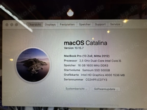 Macbook pro 13" Catalina 2,5 GHz i5 16GB 500GB SSD