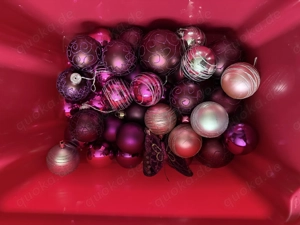 Weihnachtsbaum-Kugeln Glas und Kunststoff 37 Stück pink Glitzer