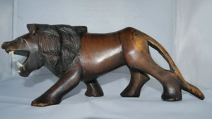Afrika Handgeschnitzte Holzstatue Löwen Mahagoni Holz Deko Skulptur Holzfigur 