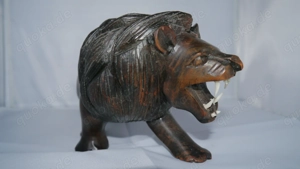 Afrika Handgeschnitzte Holzstatue Löwen Mahagoni Holz Deko Skulptur Holzfigur  Bild 2