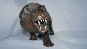 Afrika Handgeschnitzte Holzstatue Löwen Mahagoni Holz Deko Skulptur Holzfigur  Bild 3