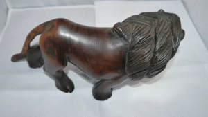 Afrika Handgeschnitzte Holzstatue Löwen Mahagoni Holz Deko Skulptur Holzfigur  Bild 5