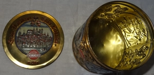 D Ifri Schuhmann Nürnberg Lebkuchen Sammeldose Dose Blechdose Dekor 12x11 alt  noch gut zu nutzen 