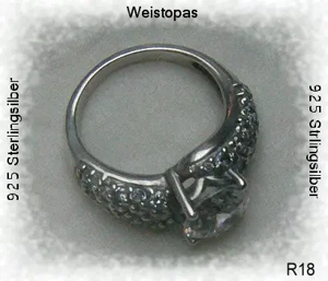 Ring, 925 Silber mit gefassten Topassteinen Bild 2