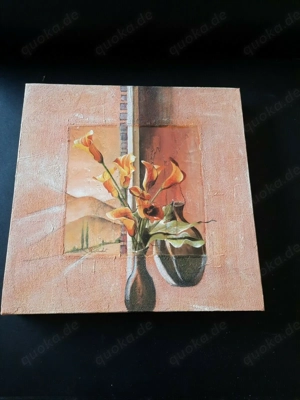 Deko Bild gemalt auf Leinwand-  30x30cm Blumen